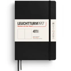 Notatnik 411 gładki A5 - Leuchtturm1917 - Black, twarda okładka