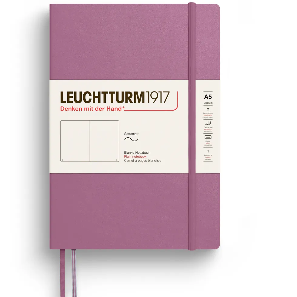 Notatnik gładki A5 - Leuchtturm1917 - Dusty Rose, miękka okładka
