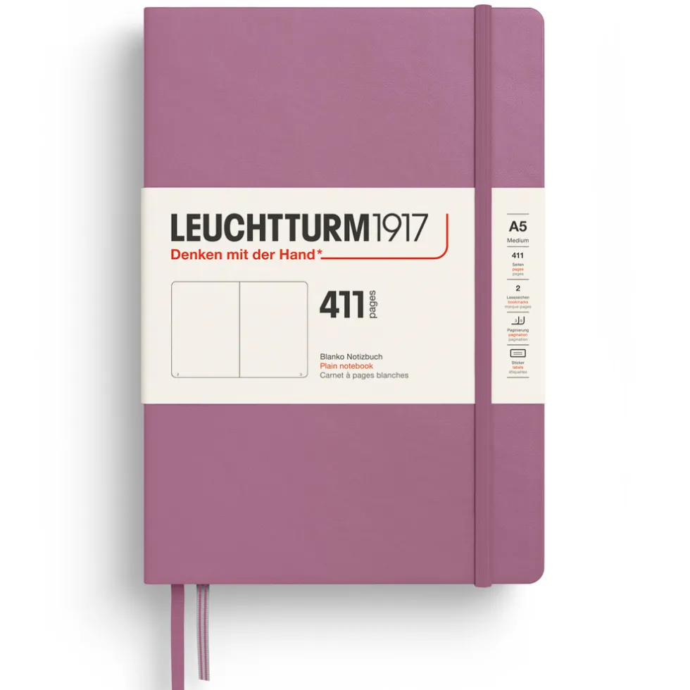 Notatnik 411 gładki A5 - Leuchtturm1917 - Dusty Rose, twarda okładka