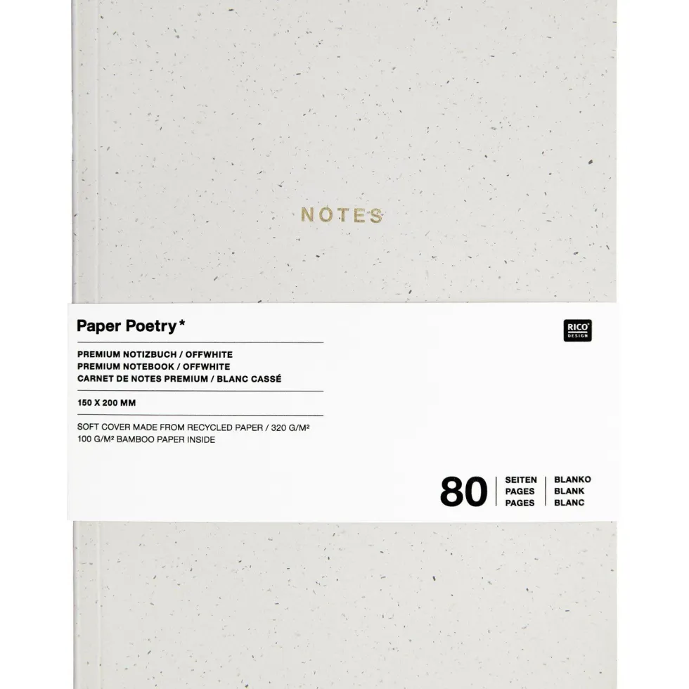 Notatnik gładki 15 x 20 cm - Paper Poetry - Off White miękka okładka 100 g