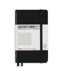 Notatnik - Leuchtturm1917 - w kratkę, czarny, twarda okładka, A6