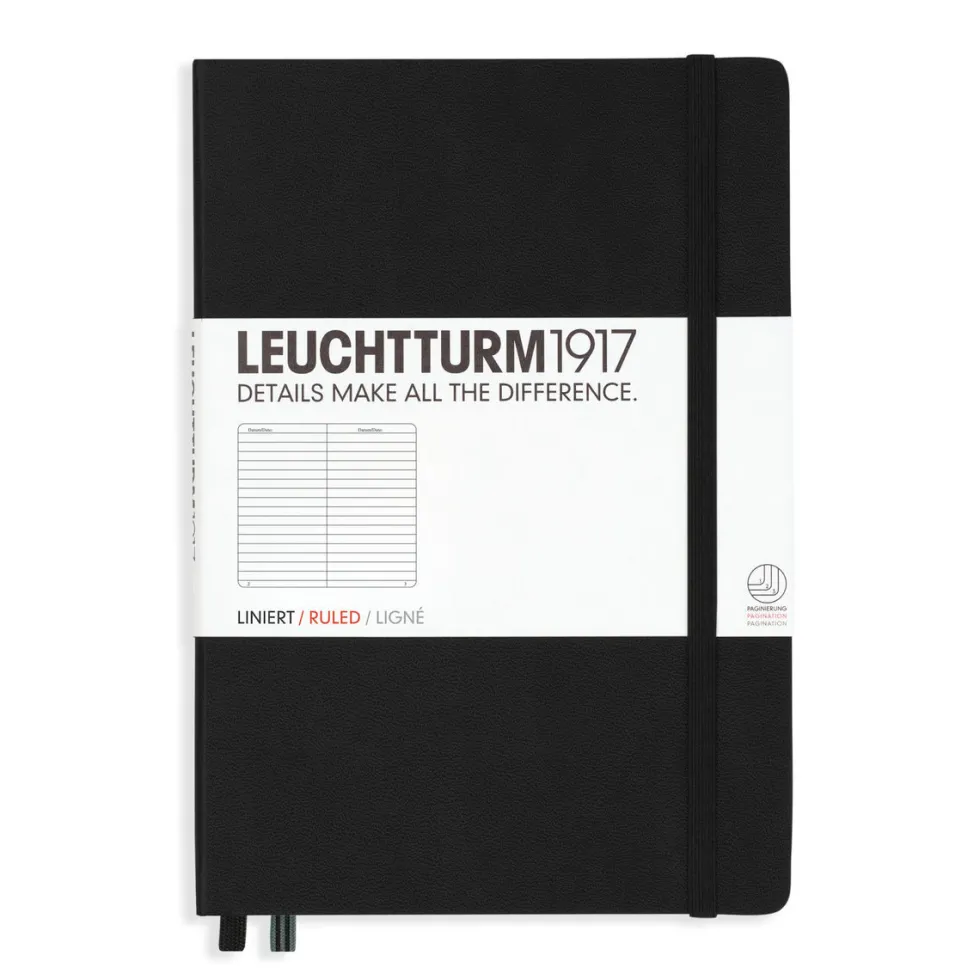 Notatnik - Leuchtturm1917 - w linie, czarny, twarda okładka, A5