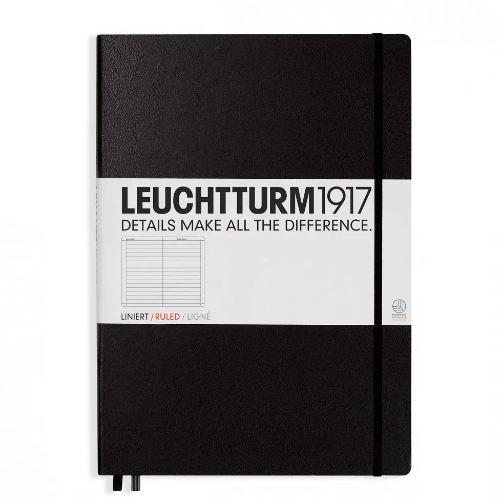 Notatnik Master Classic - Leuchtturm1917 - w linie, czarny, A4+