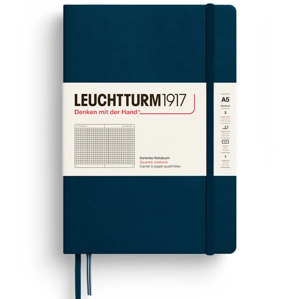 Notatnik w kratkę A5 - Leuchtturm1917 - Deep Sea, twarda okładka
