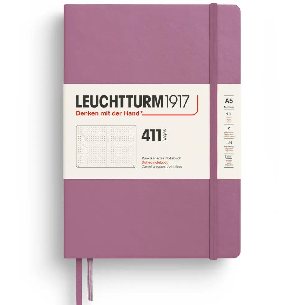 Notatnik 411 w kropki A5 - Leuchtturm1917 - Dusty Rose, twarda okładka