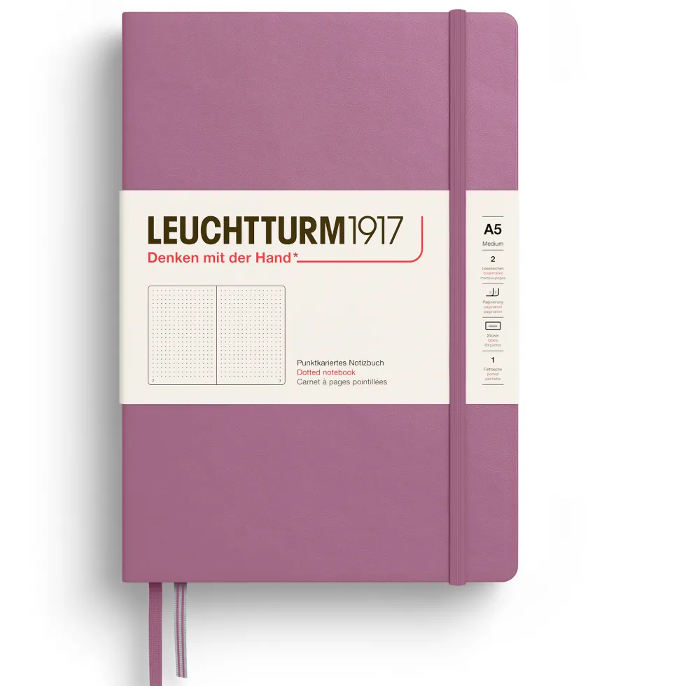 Notatnik w kropki A5 - Leuchtturm1917 - Dusty Rose, twarda okładka