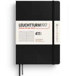 Notatnik w linie 411 A5 - Leuchtturm1917 - Black twarda okładka