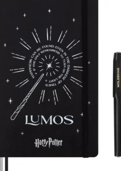 Notatnik w linię Harry Potter Lumos z długopisem - Moleskine x Kaweco - twarda okładka 100g/m2