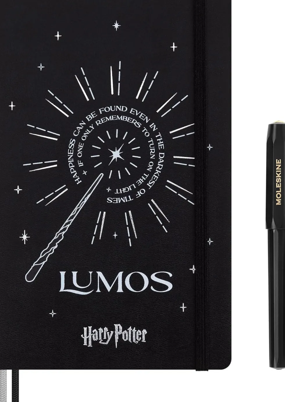 Notatnik w linię Harry Potter Lumos z długopisem - Moleskine x Kaweco - twarda okładka 100g/m2