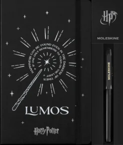 Notatnik w linię Harry Potter Lumos z długopisem - Moleskine x Kaweco - twarda okładka 100g/m2