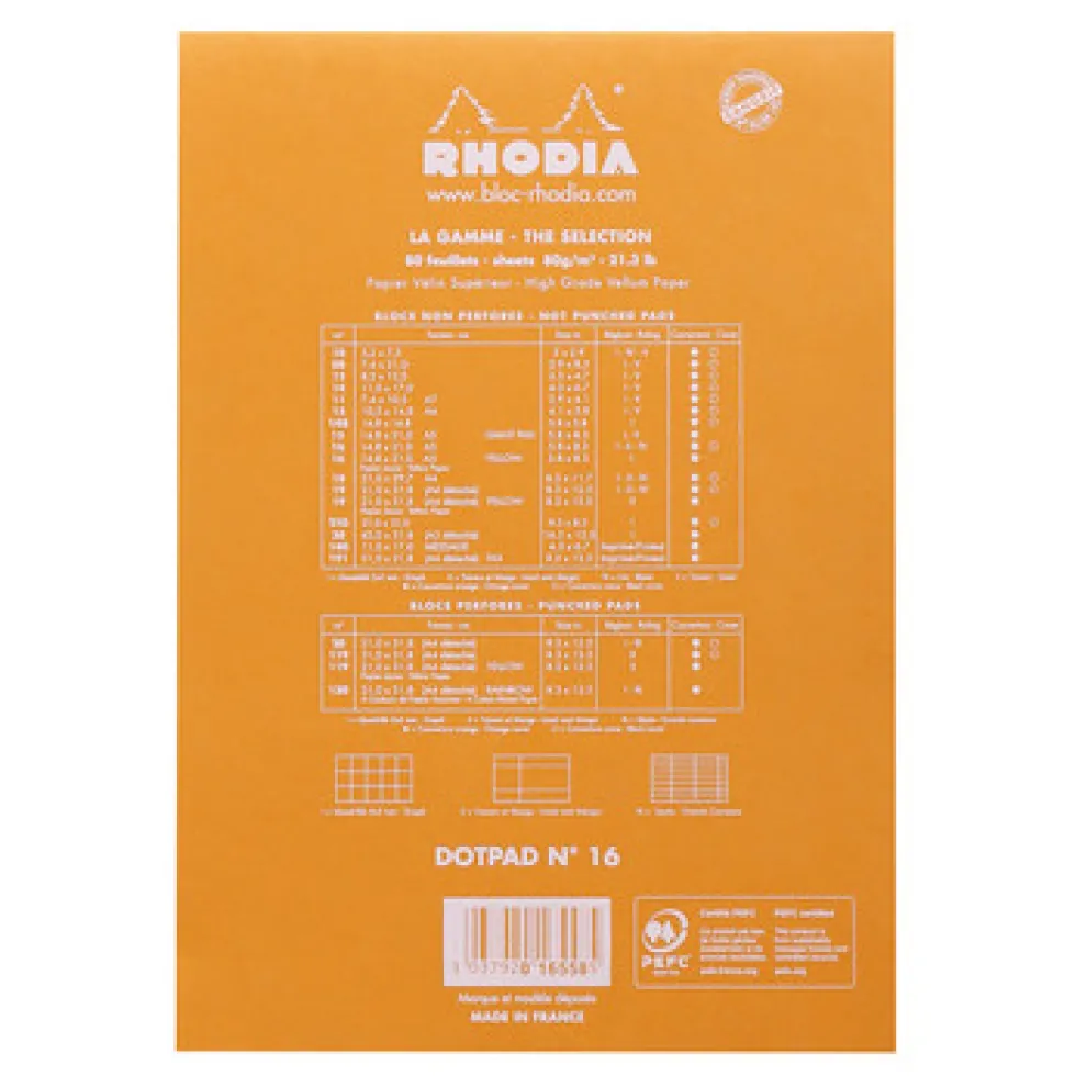 Notes dotPad - Rhodia - w kropki, pomarańczowy, A5, 80 g, 80 ark.