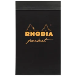 Notes Pocket - Rhodia - czarny, w kratkę, 7,5 x 12 cm, 80 g, 40 ark.