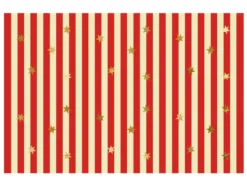 Obrus papierowy Duże pasy z gwiazdkami - czerwony, 180 x 120 cm