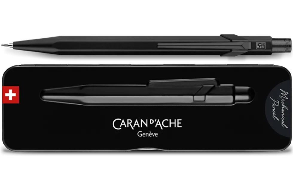 Ołówek mechaniczny 844 Premium z etui - Caran d'Ache - Black Code, 0,7 mm