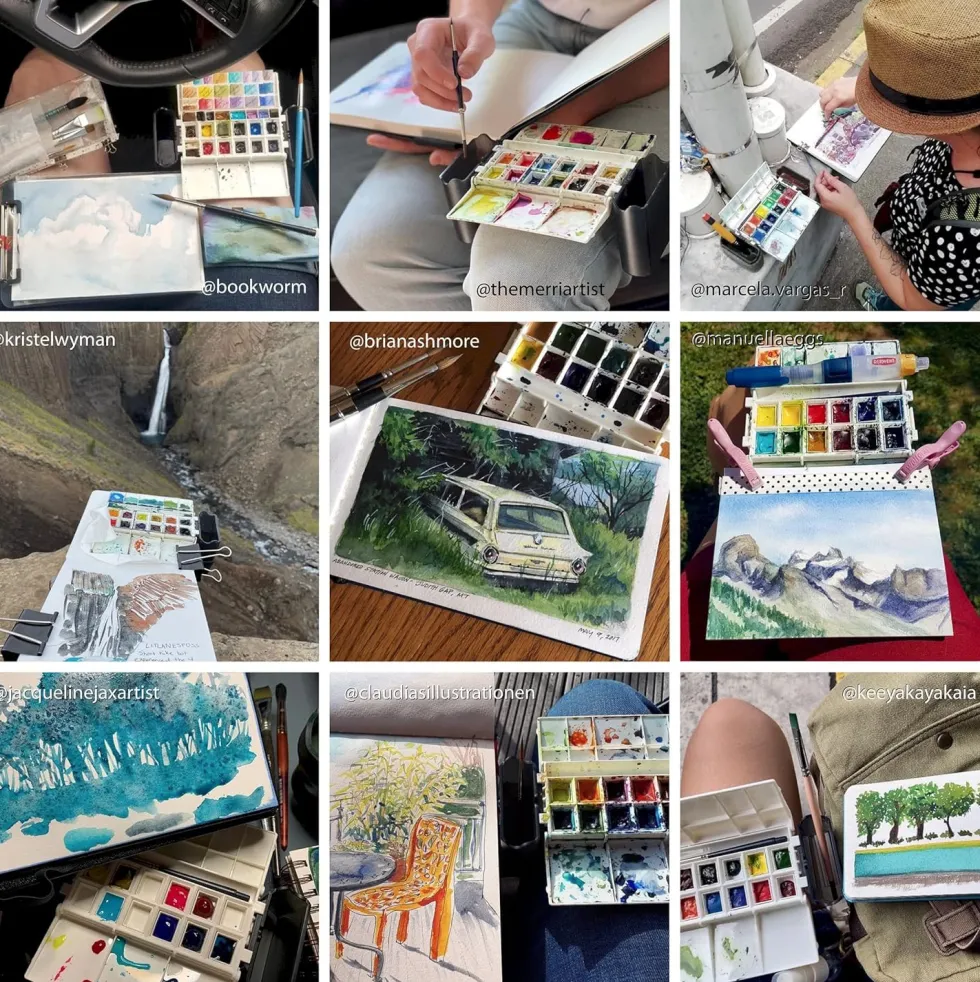 Paletka podróżna Classic na akwarele - Portable Painter - 12 półkostek