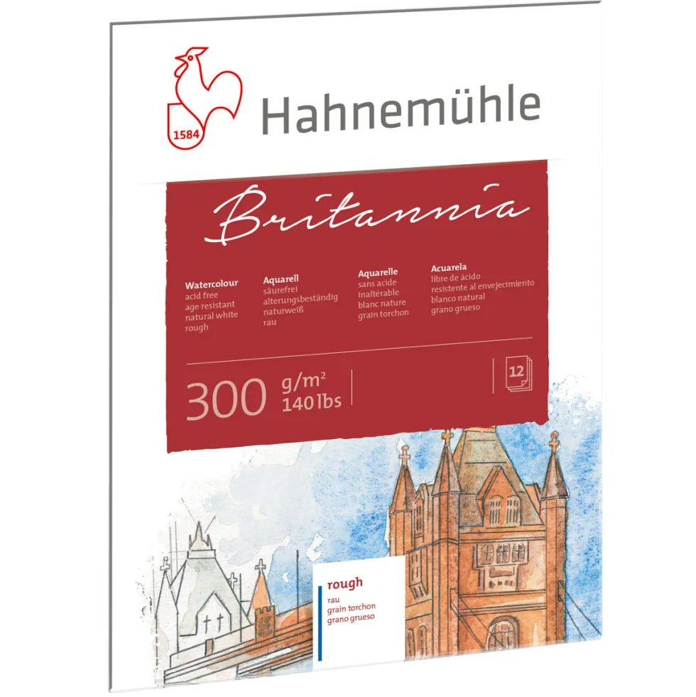 Papier do akwareli Britannia - Hahnemühle - rough, 50 x 65 cm, 300 g, 12 ark.