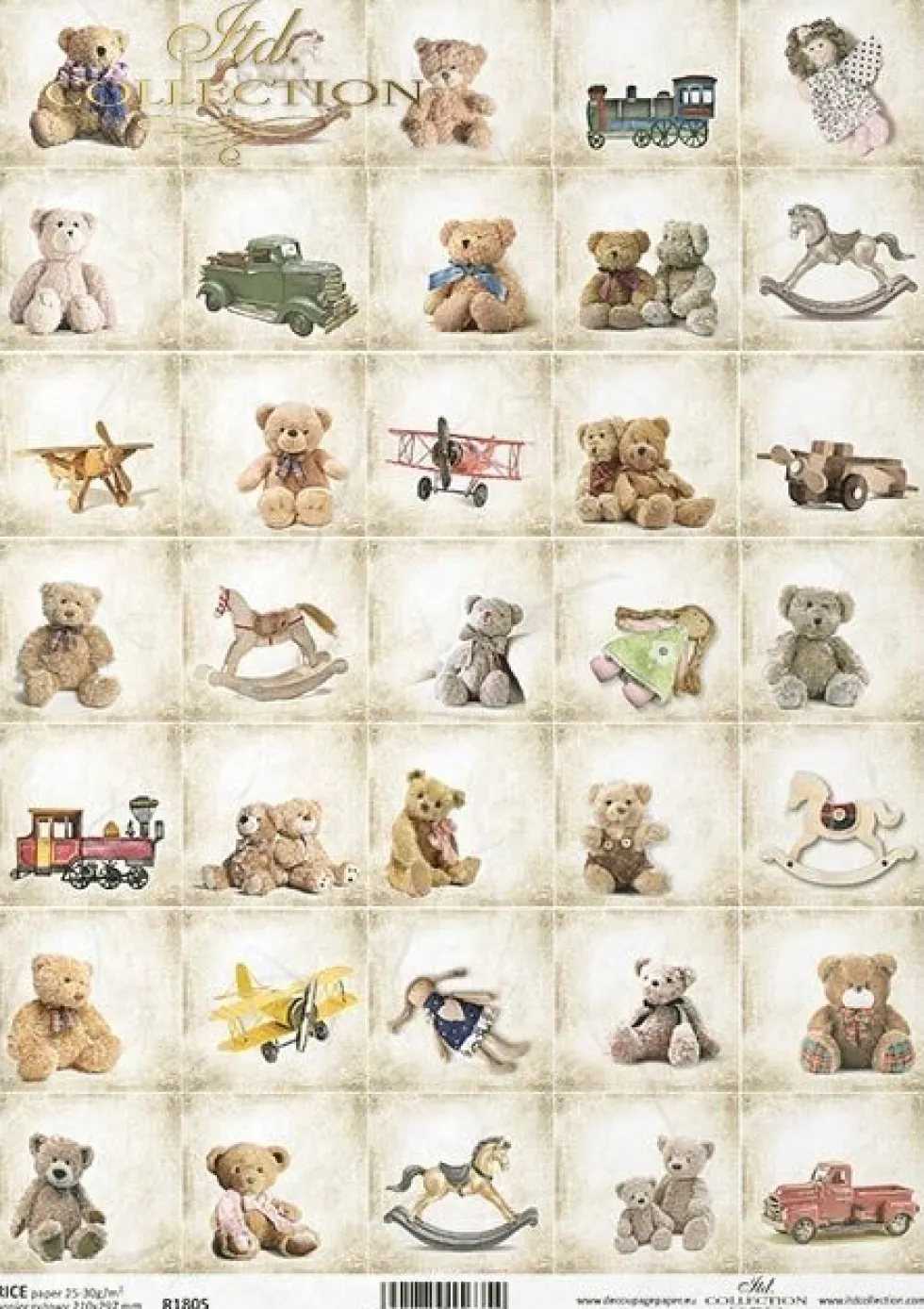 Papier do decoupage A4 - ITD Collection - ryżowy, R1194