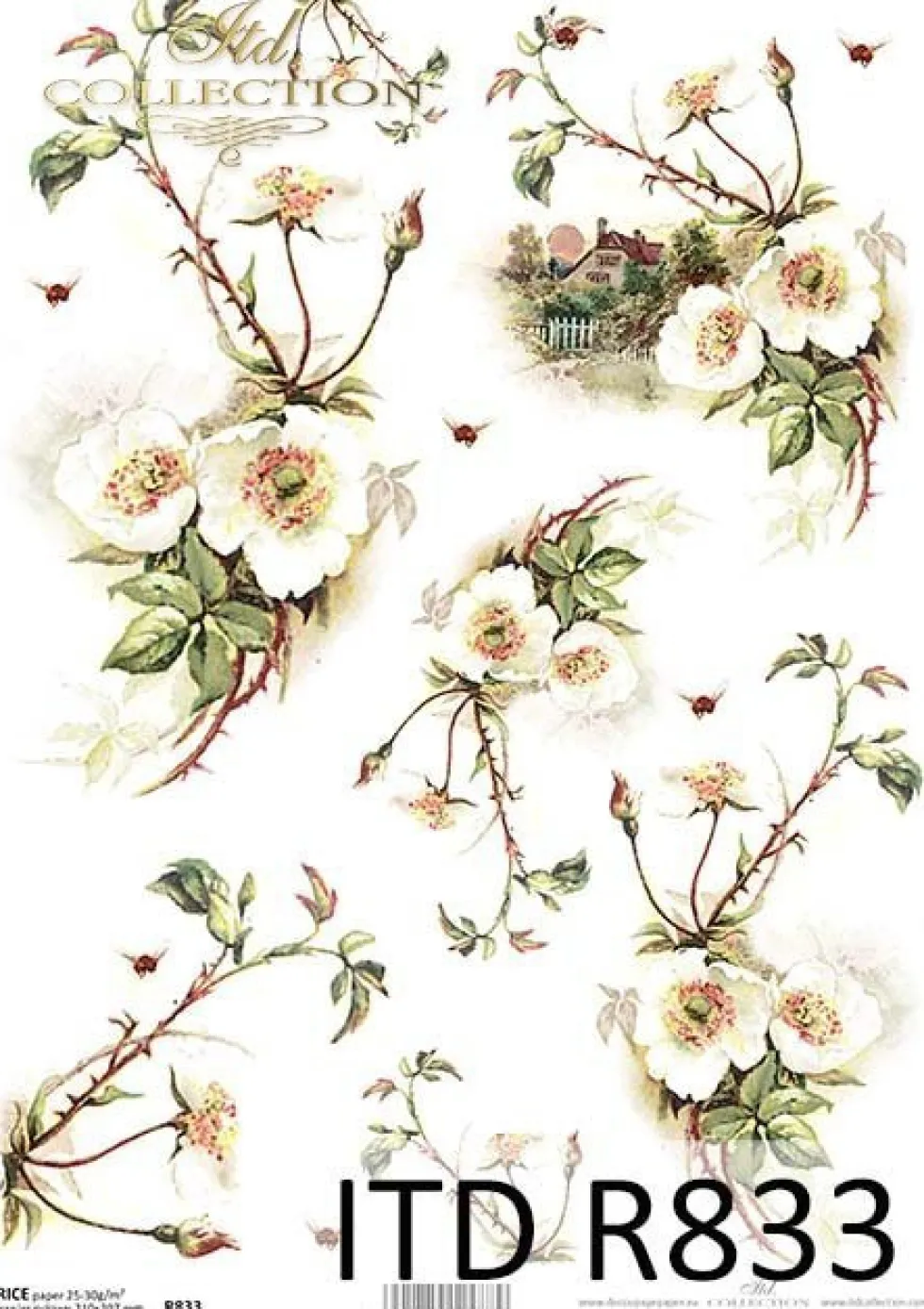 Papier do decoupage A4 - ITD Collection - ryżowy, R564