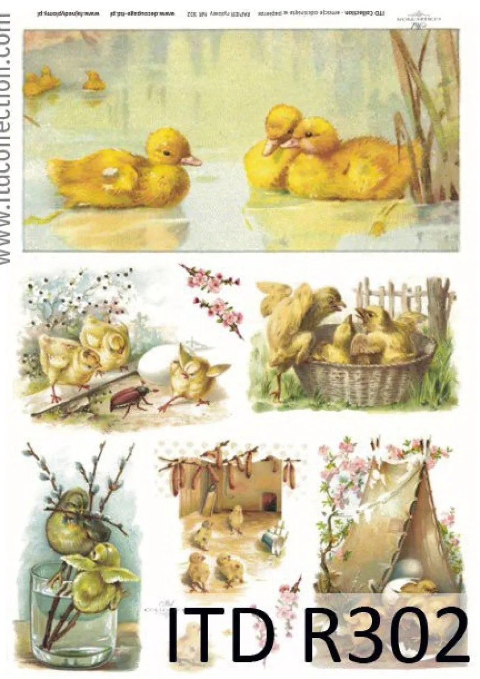 Papier do decoupage A4 - ITD Collection - ryżowy, R302