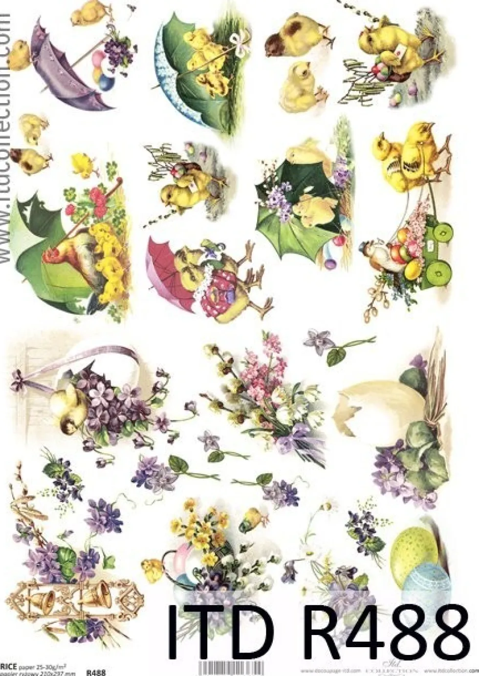 Papier do decoupage A4 - ITD Collection - ryżowy, R1023
