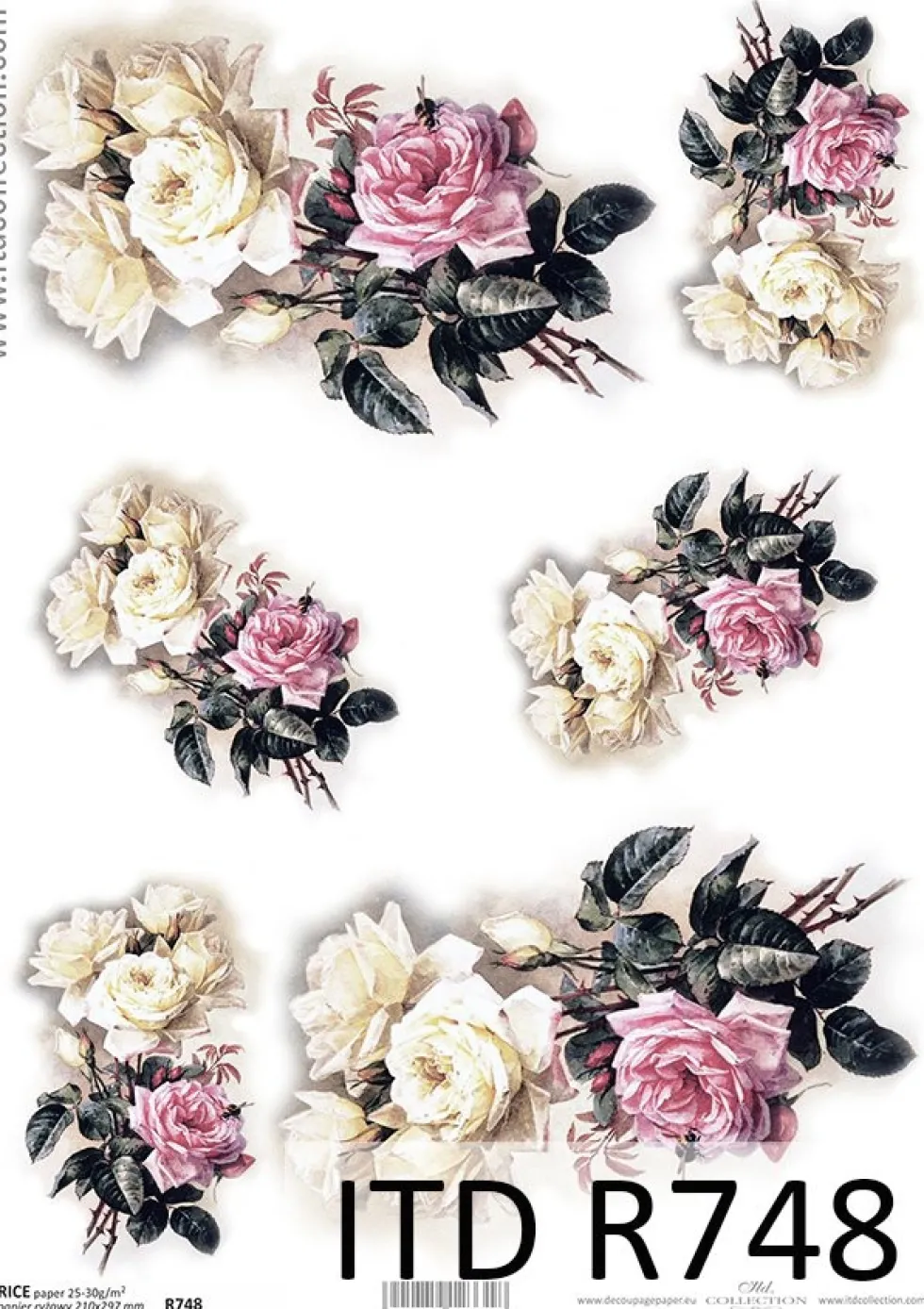 Papier do decoupage A4 - ITD Collection - ryżowy, R748