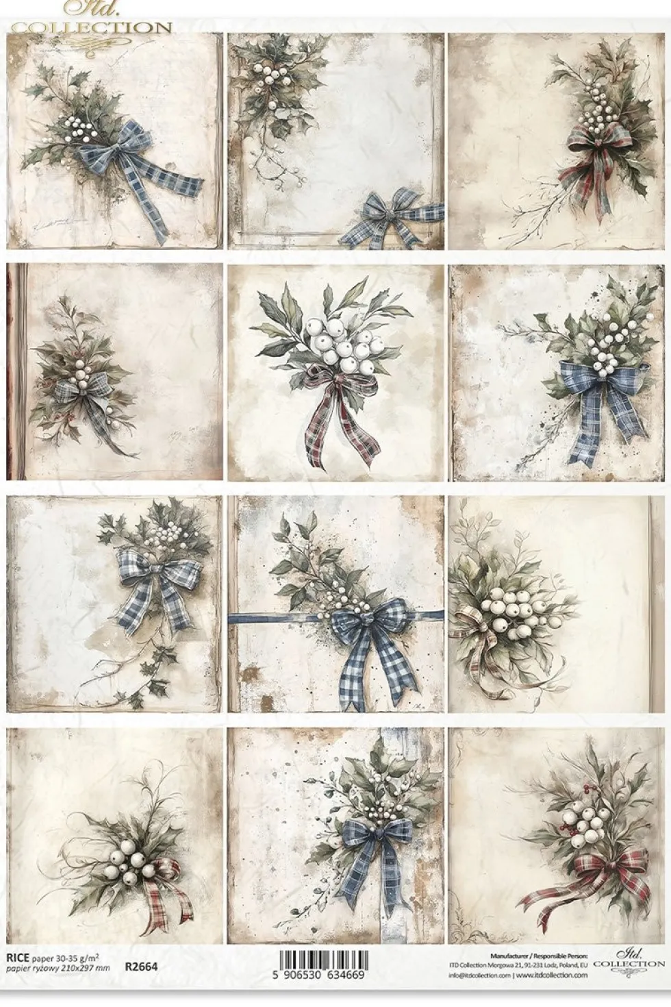 Papier do decoupage A4 - ITD Collection - ryżowy R2664