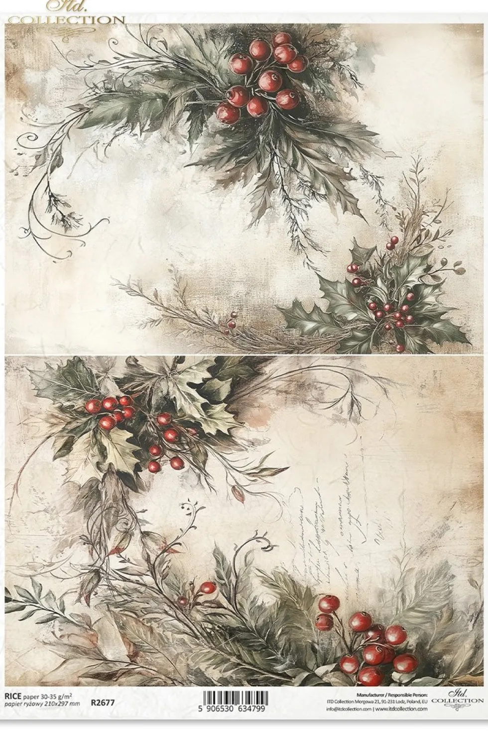 Papier do decoupage A4 - ITD Collection - ryżowy R2677