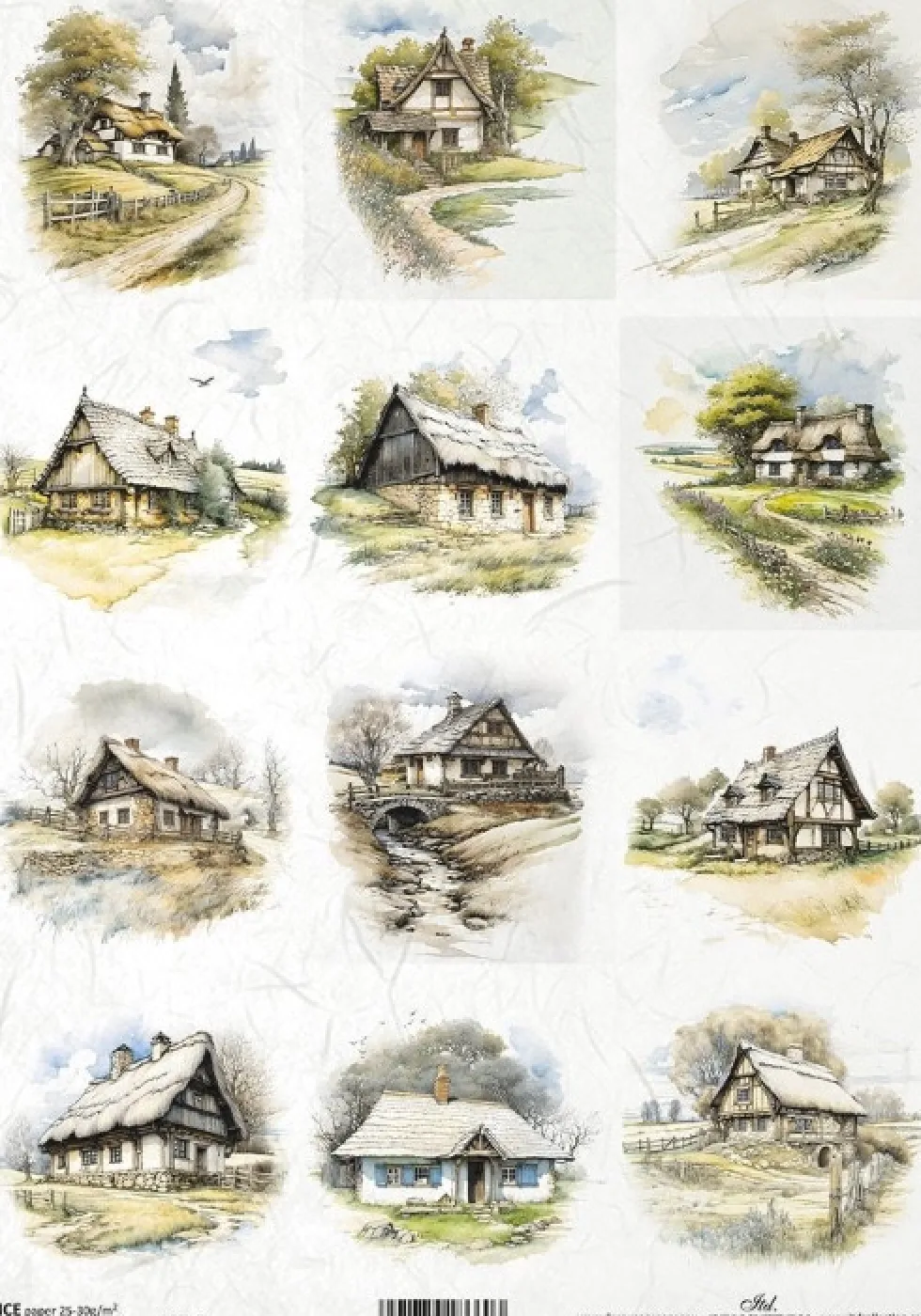 Papier do decoupage A4 - ITD Collection - ryżowy, R2347