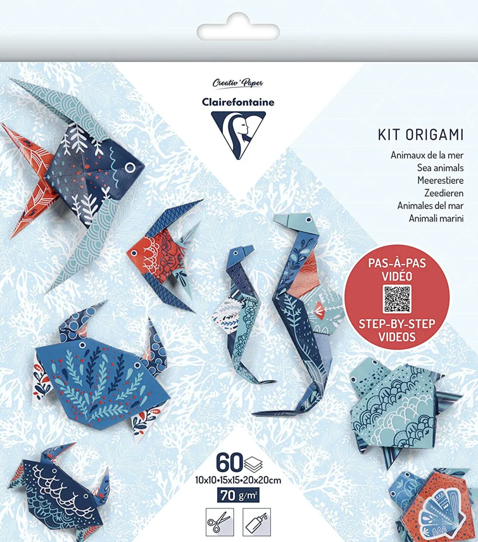 Papier do origami, Sea Animals - Clairefontaine - 70 g, 60 ark.