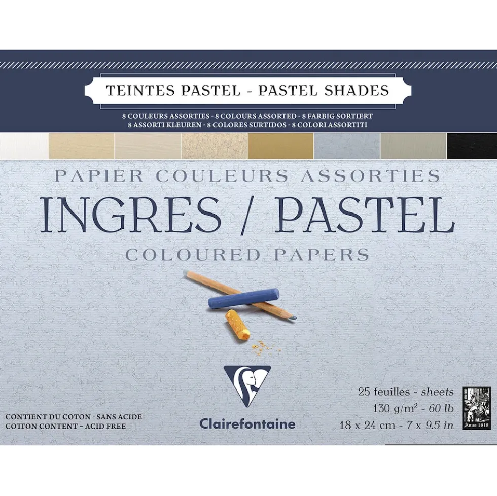 Papier do pasteli suchych Ingres 18 x 14 cm - Clairefontaine - 130 g 25 ark.