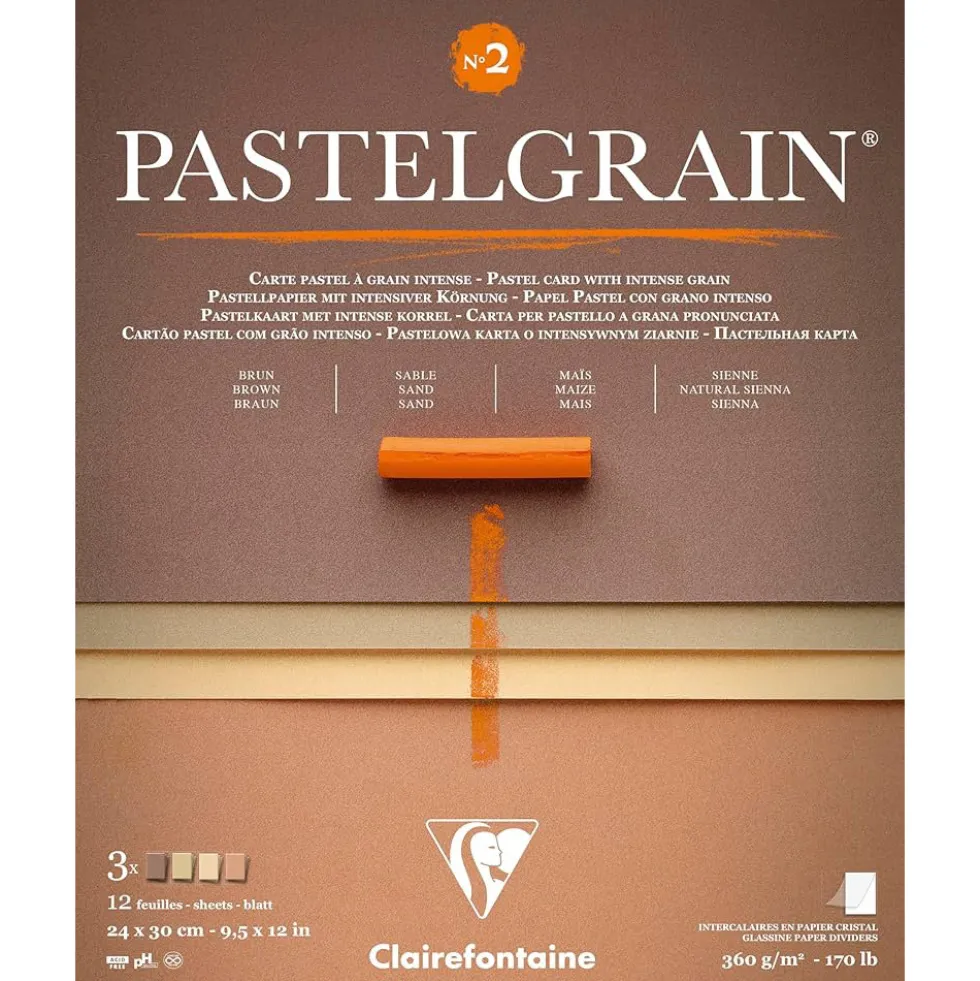 Papier do pasteli suchych PastelGrain No.2 - Clairefontaine - 24 x 30 cm 360 g 12 ark.