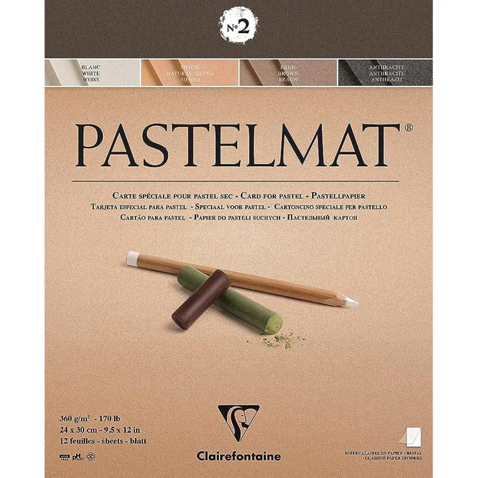 Papier do pasteli suchych Pastelmat - Clairefontaine - nr 2, 24 x 30 cm, 360g, 12 ark.