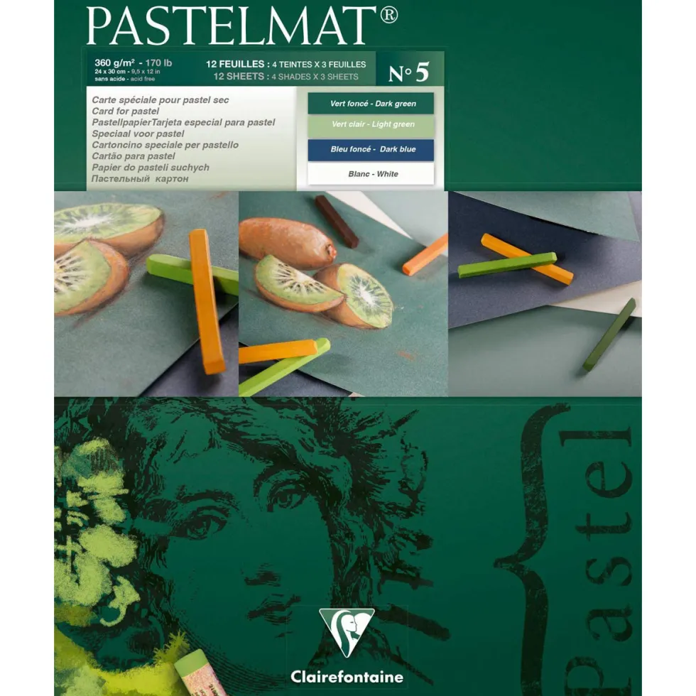 Papier do pasteli suchych Pastelmat - Clairefontaine - nr 5, 24 x 30 cm, 300g, 12 ark.