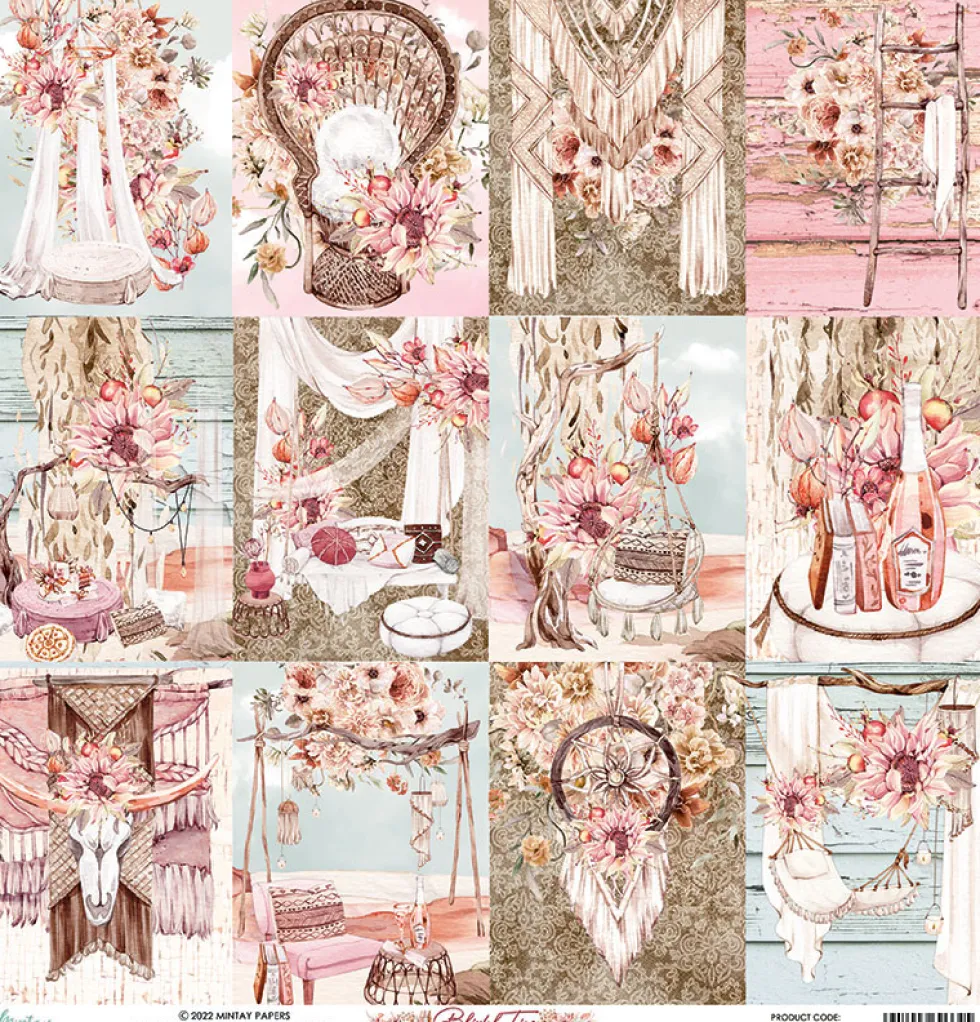 Papier do scrapbookingu 30,5 x 30,5 cm - Mintay - Blissful Time 06