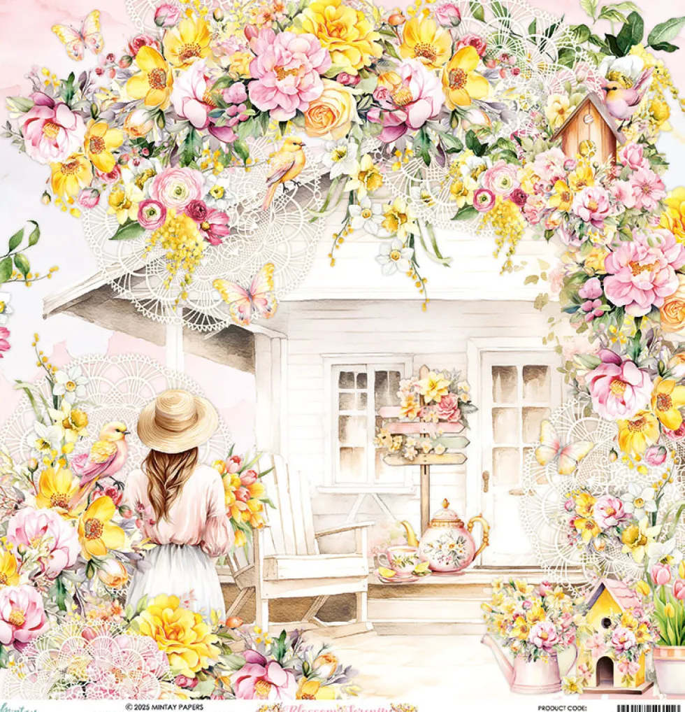 Papier do scrapbookingu 30,5 x 30,5 cm - Mintay - Blossom Serenity 01