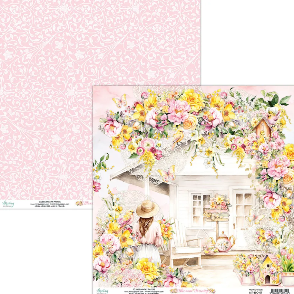 Papier do scrapbookingu 30,5 x 30,5 cm - Mintay - Blossom Serenity 01