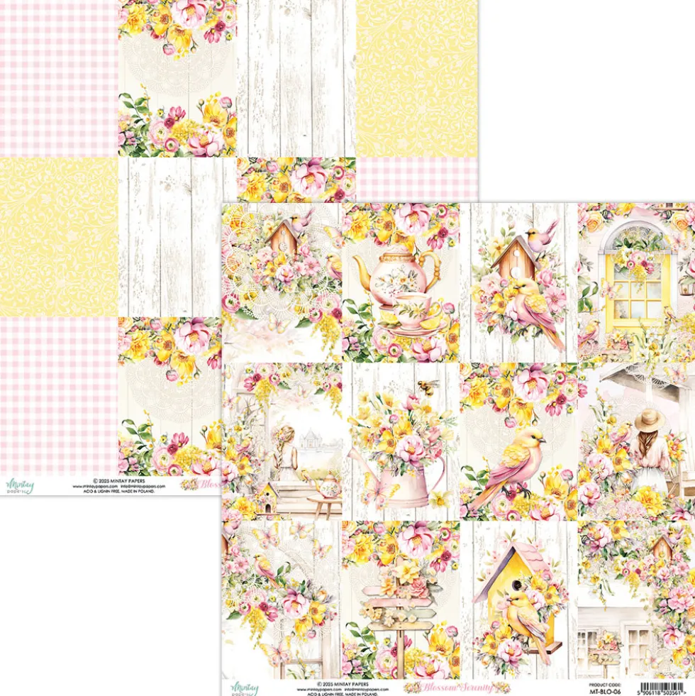 Papier do scrapbookingu 30,5 x 30,5 cm - Mintay - Blossom Serenity 06