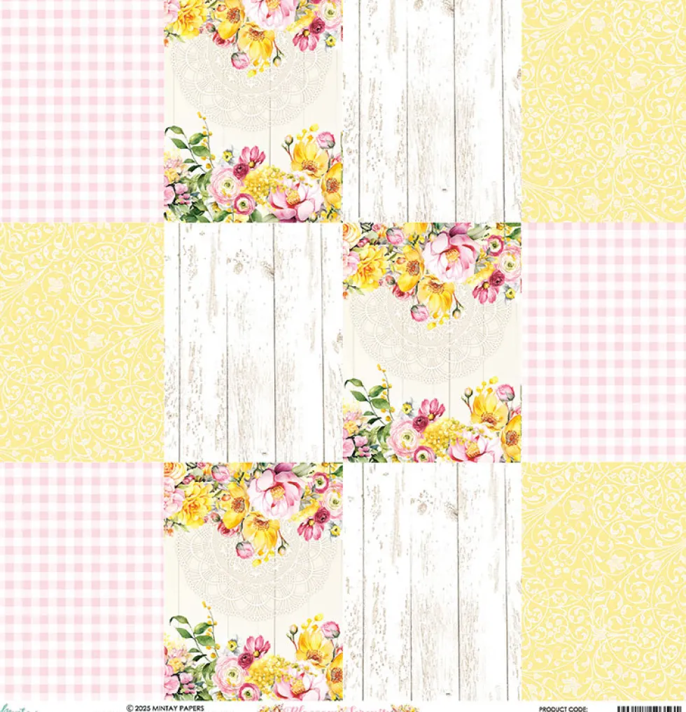 Papier do scrapbookingu 30,5 x 30,5 cm - Mintay - Blossom Serenity 06