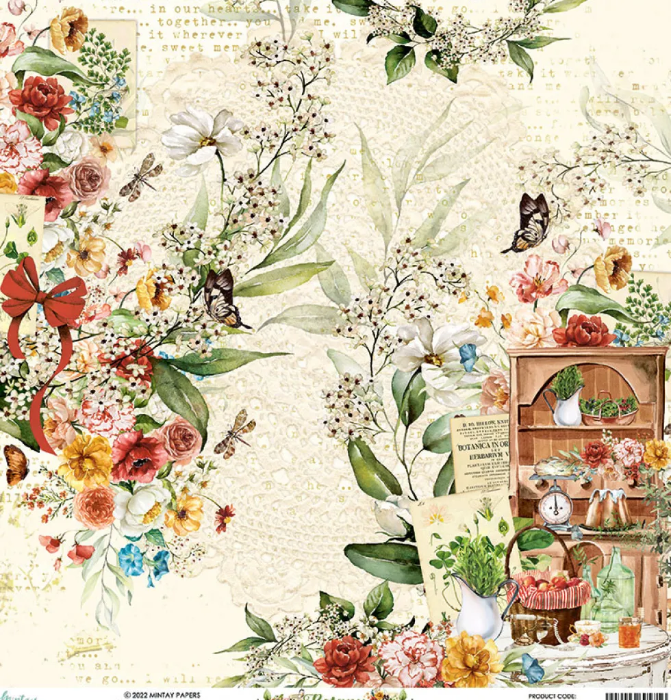 Papier do scrapbookingu 30,5 x 30,5 cm - Mintay - Botany 01