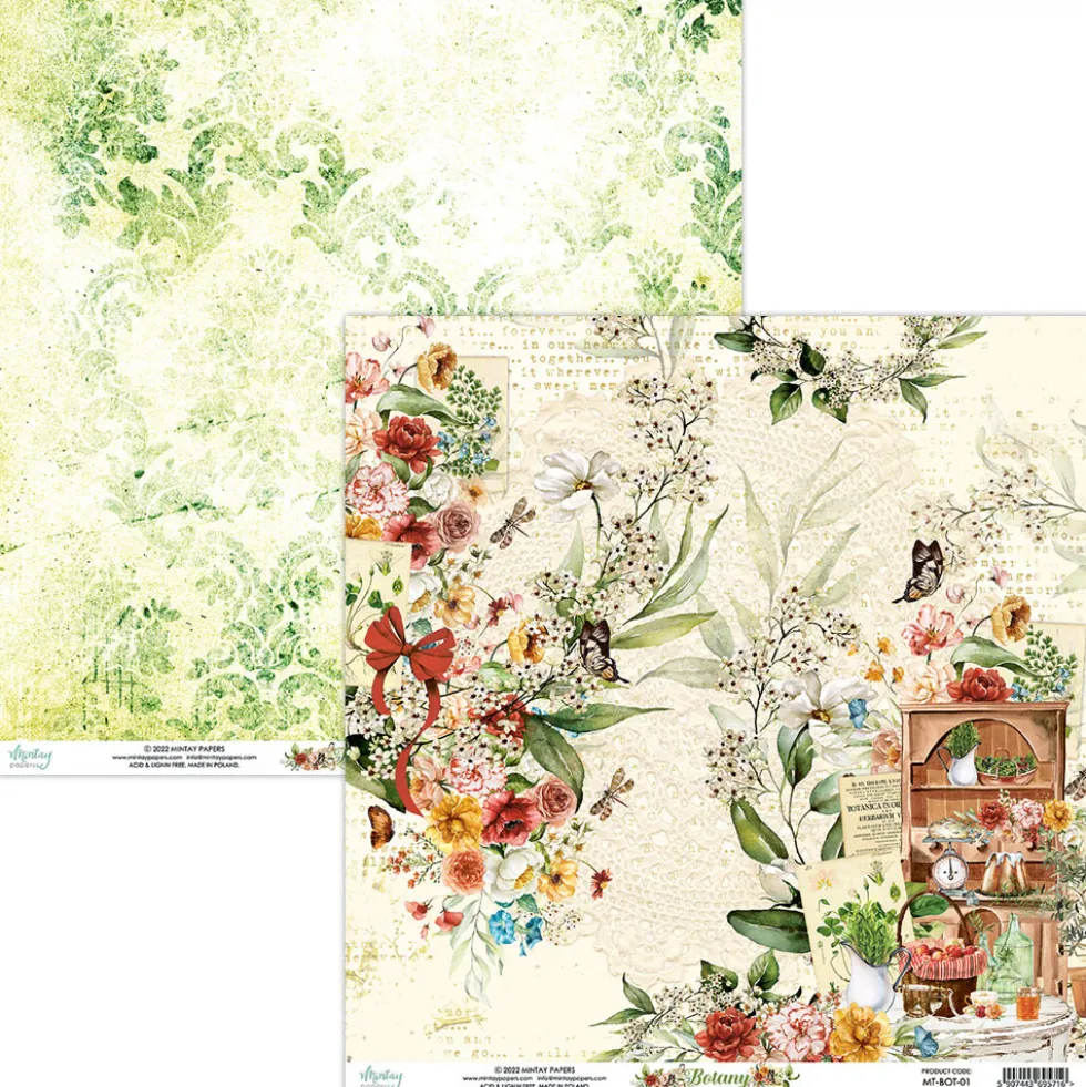 Papier do scrapbookingu 30,5 x 30,5 cm - Mintay - Botany 01