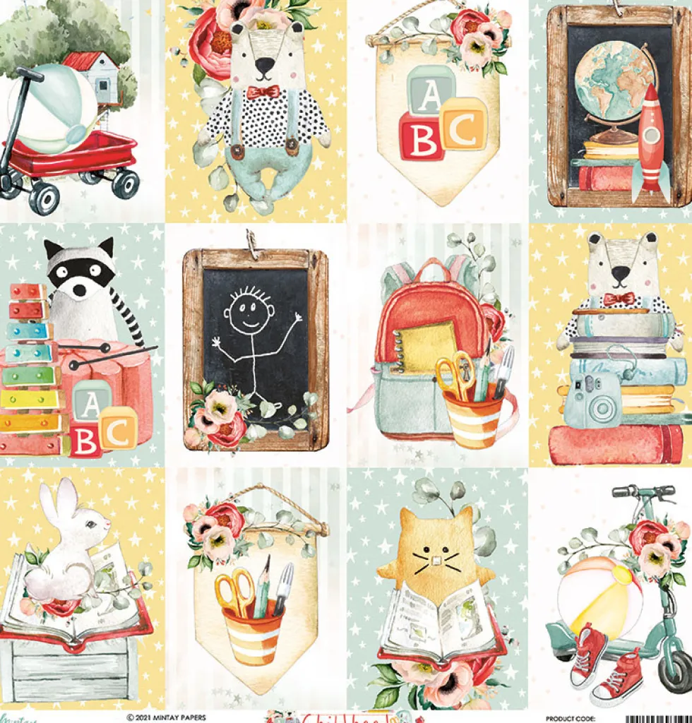 Papier do scrapbookingu 30 x 30 cm - Mintay - Childhood 06