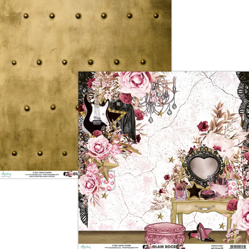 Papier do scrapbookingu 30 x 30 cm - Mintay - Glam Rock 03