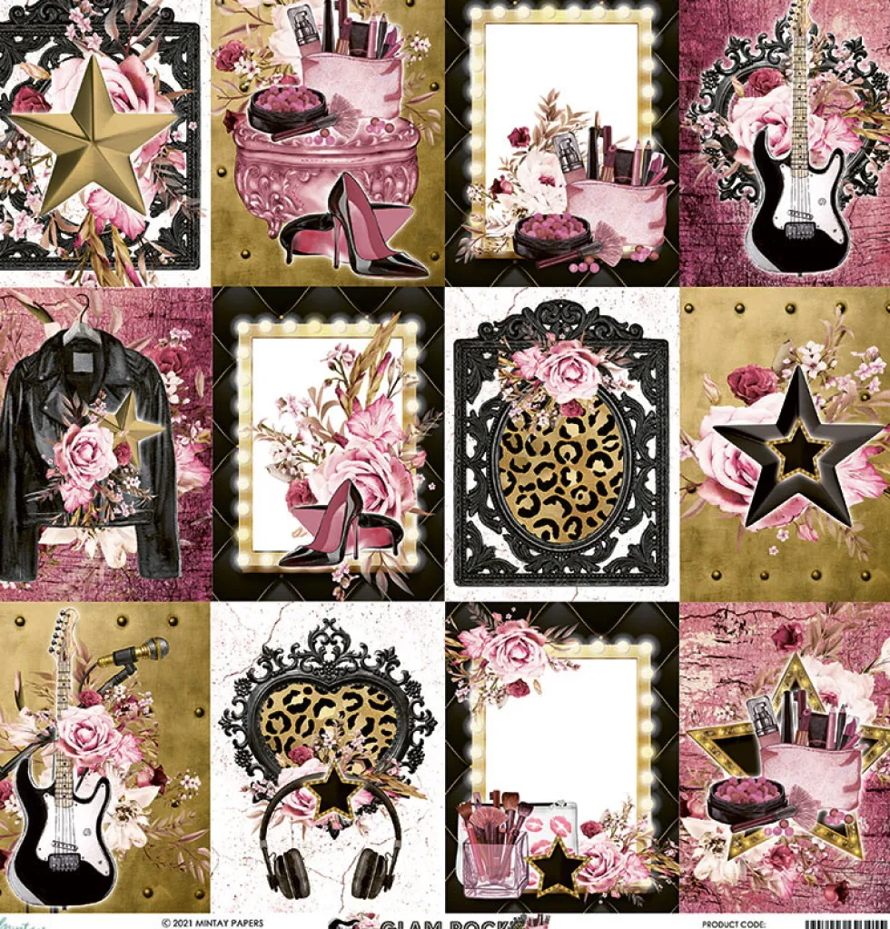Papier do scrapbookingu 30 x 30 cm - Mintay - Glam Rock 06