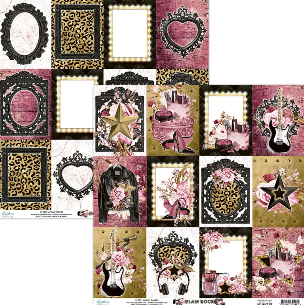 Papier do scrapbookingu 30 x 30 cm - Mintay - Glam Rock 06