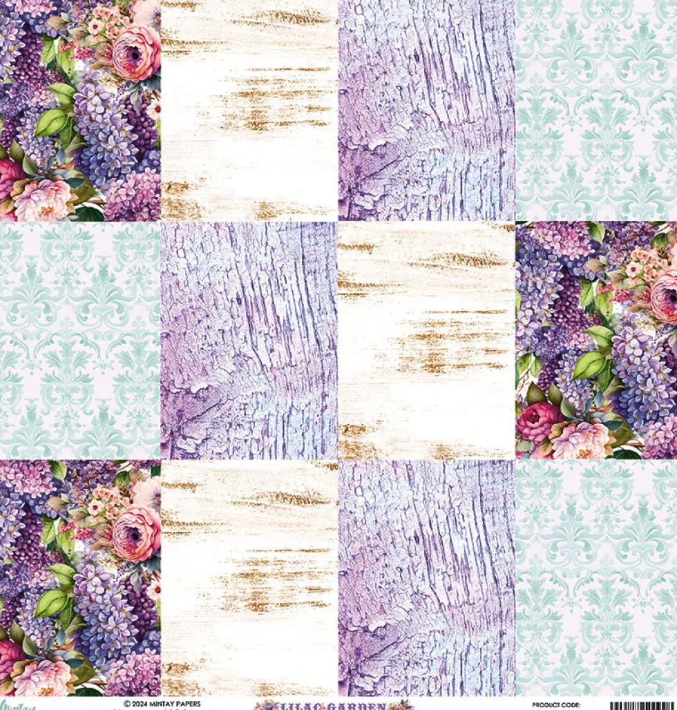 Papier do scrapbookingu 30,5 x 30,5 cm - Mintay - Lilac Garden 06