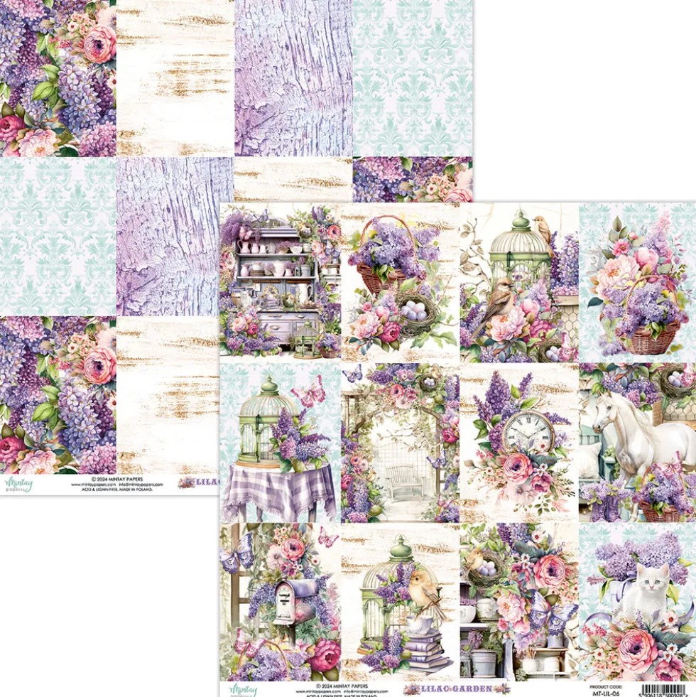 Papier do scrapbookingu 30,5 x 30,5 cm - Mintay - Lilac Garden 06