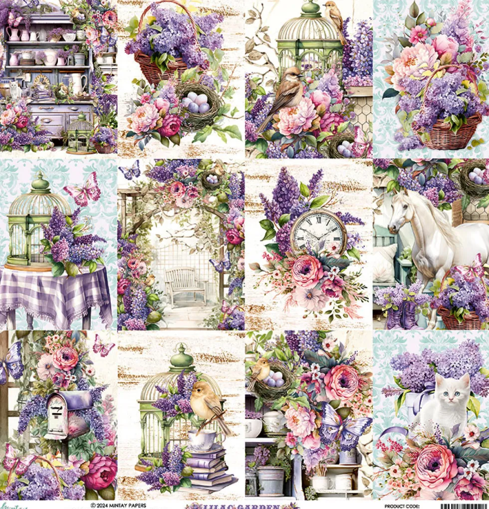Papier do scrapbookingu 30,5 x 30,5 cm - Mintay - Lilac Garden 06