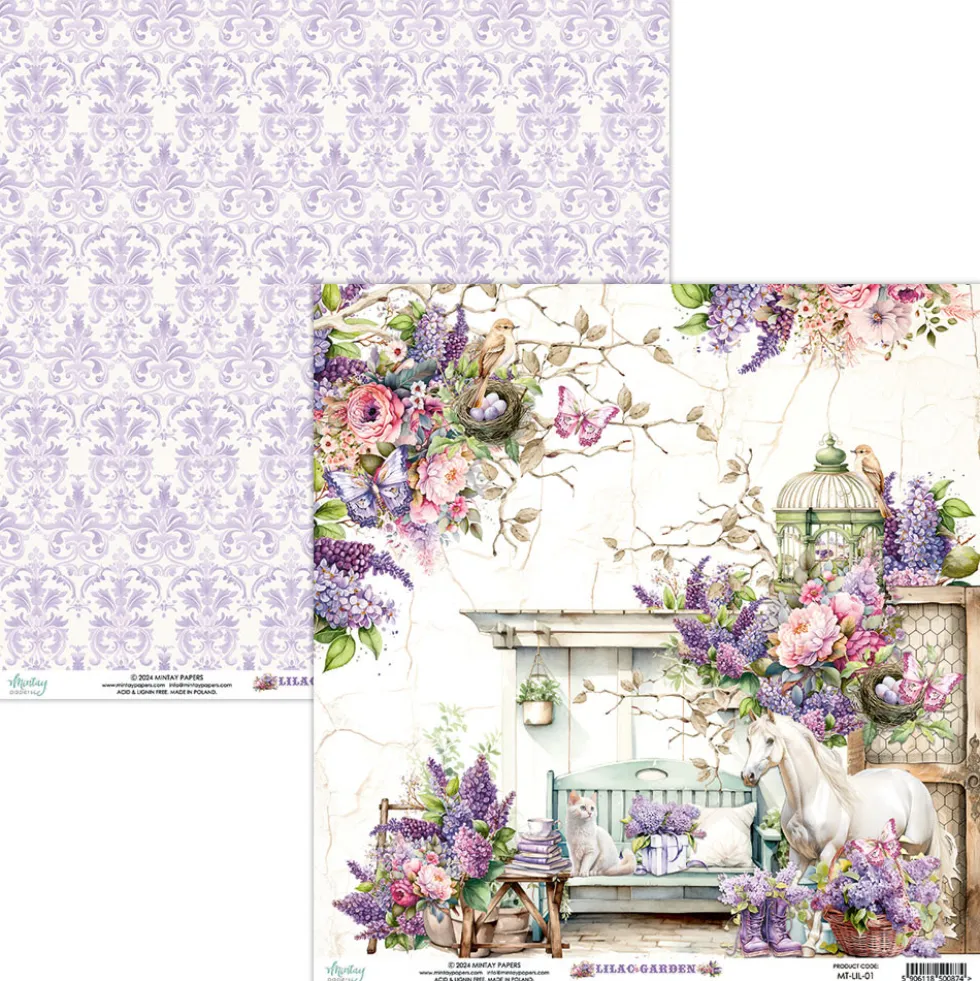 Papier do scrapbookingu 30,5 x 30,5 cm - Mintay - Lilac Garden 01