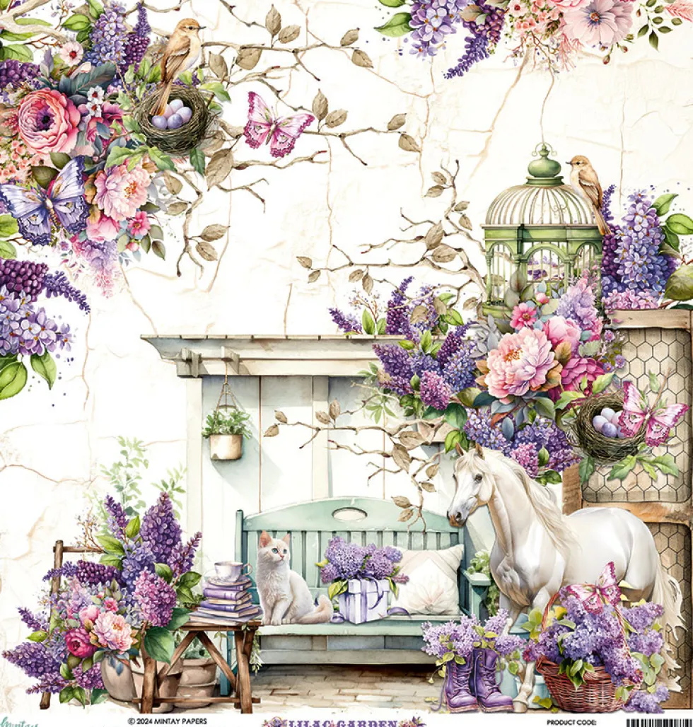 Papier do scrapbookingu 30,5 x 30,5 cm - Mintay - Lilac Garden 01