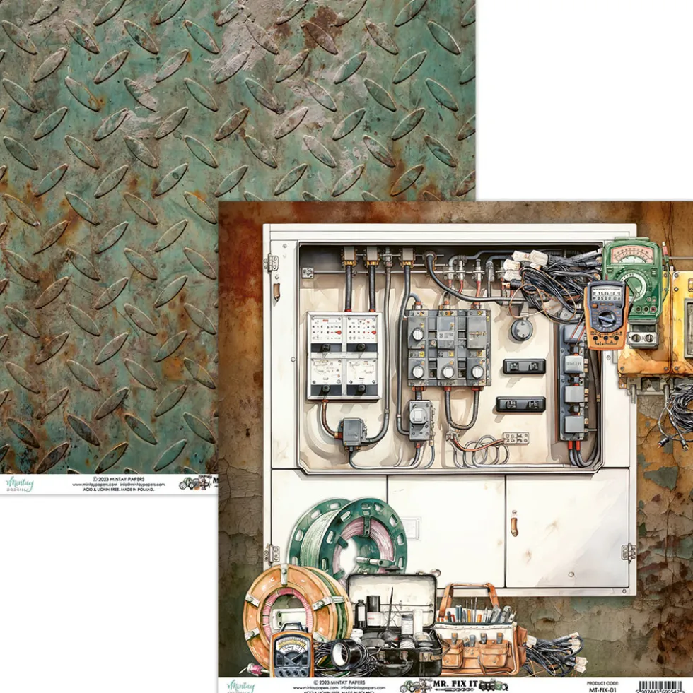 Papier do scrapbookingu 30,5 x 30,5 cm - Mintay - Mr. Fix It 01